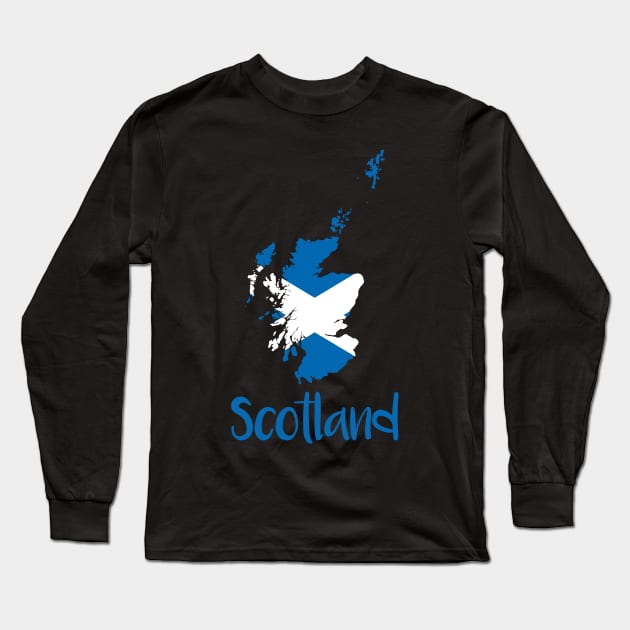 Scotland Saltire Map Typography Design Long Sleeve T-Shirt by MacPean